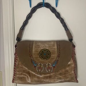 Sharif Leather and Suede Shoulder Bag